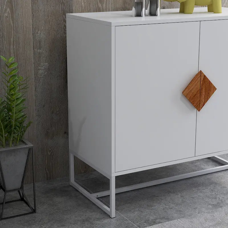 CUSchoice Solid Wood Square Handle 2-Door Sideboard 8