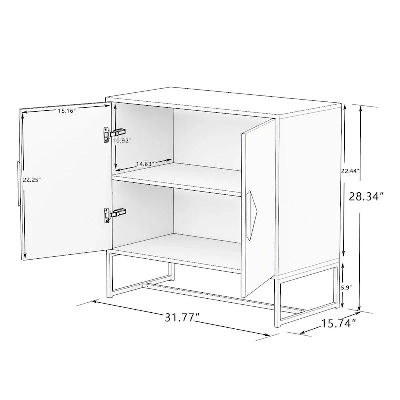 CUSchoice Solid Wood Square Handle 2-Door Sideboard 9