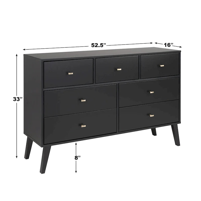 Prepac Milo 7-Drawer Dresser in Mid-Century Modern Style 6