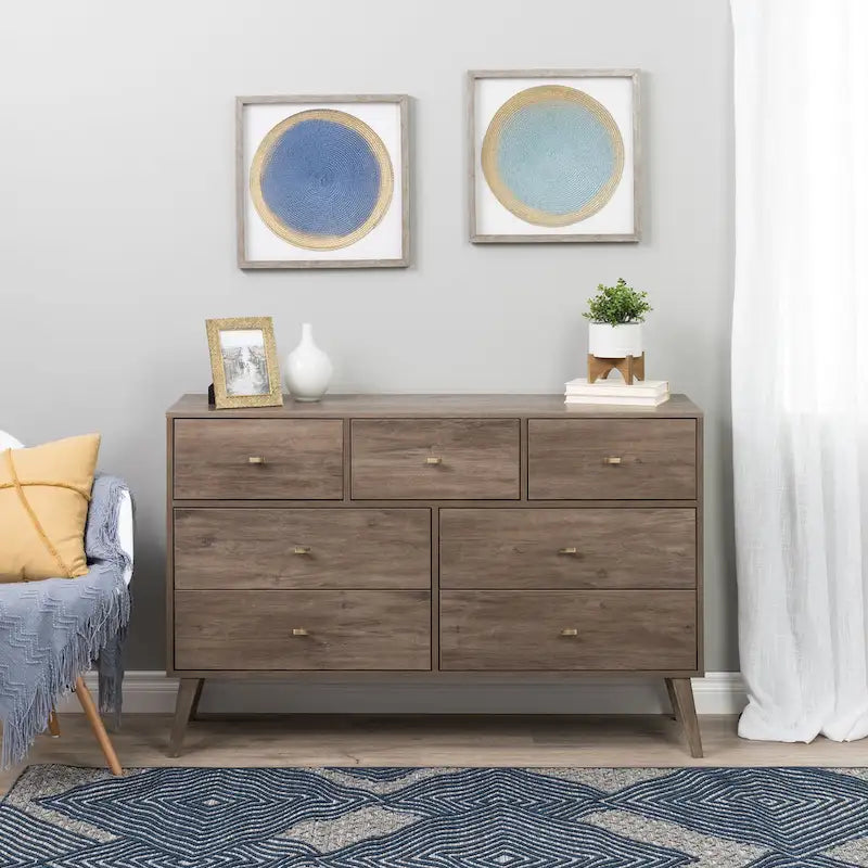 Prepac Milo 7-Drawer Dresser in Mid-Century Modern Style 11