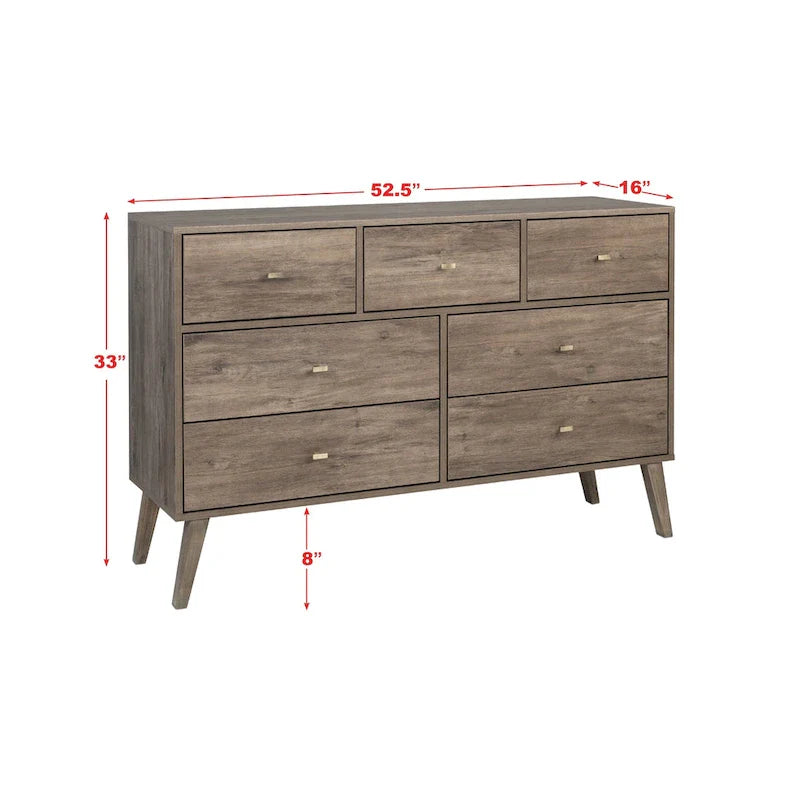 Prepac Milo 7-Drawer Dresser in Mid-Century Modern Style 12