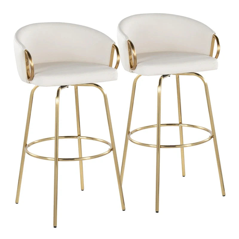 Swivel Bar Stool Set with Upholstered Seat and Metal Frame with Armrests 5