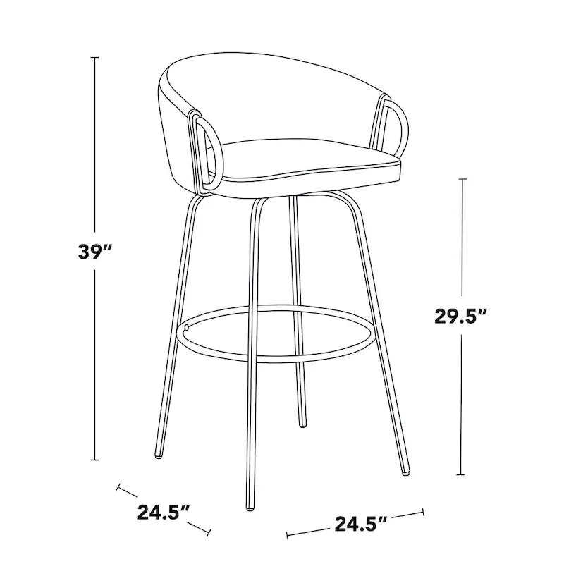 Swivel Bar Stool Set with Upholstered Seat and Metal Frame with Armrests 6