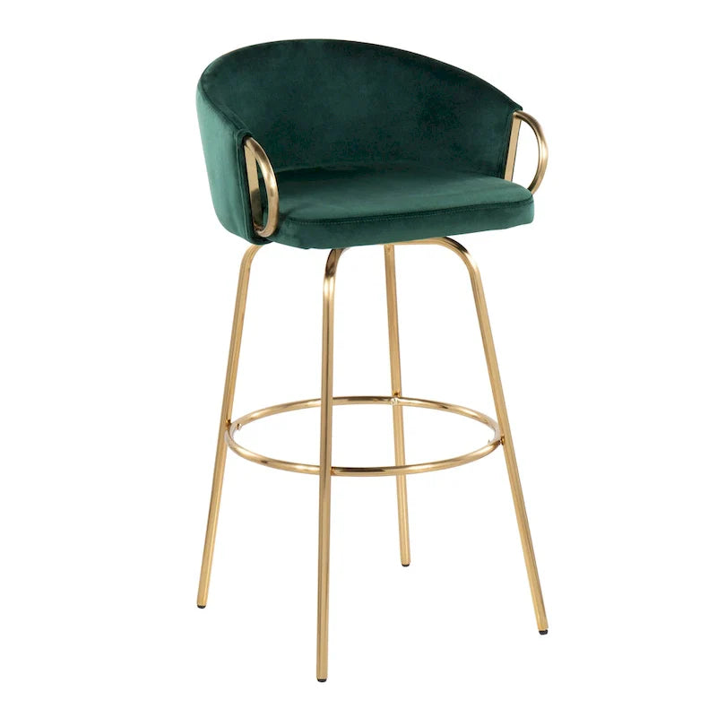 Swivel Bar Stool Set with Upholstered Seat and Metal Frame with Armrests 8