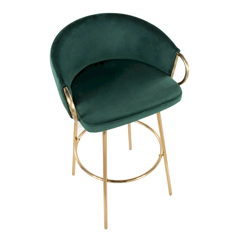 Swivel Bar Stool Set with Upholstered Seat and Metal Frame with Armrests 9