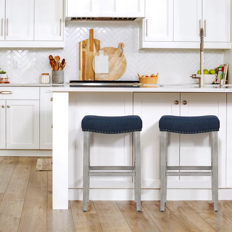 Set of 2 Jameson Gray Upholstered Polyester 29-Inch Bar Stools 11