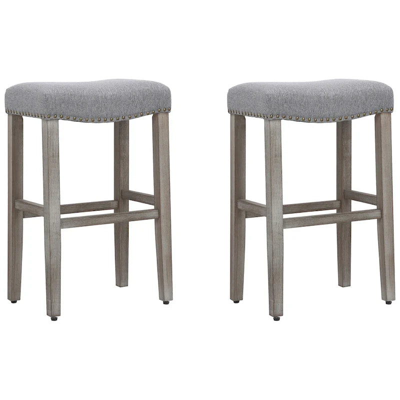 Set of 2 Jameson Gray Upholstered Polyester 29-Inch Bar Stools