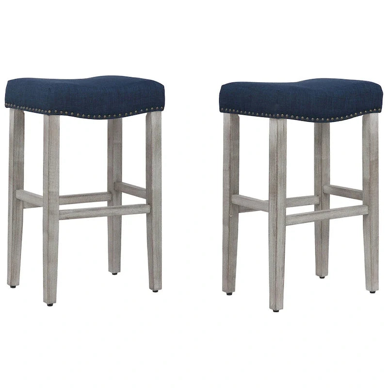 Set of 2 Jameson Gray Upholstered Polyester 29-Inch Bar Stools 6
