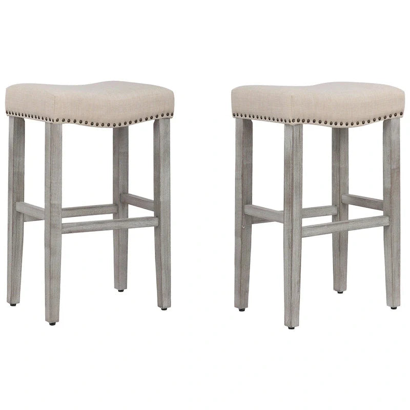 Set of 2 Jameson Gray Upholstered Polyester 29-Inch Bar Stools 9