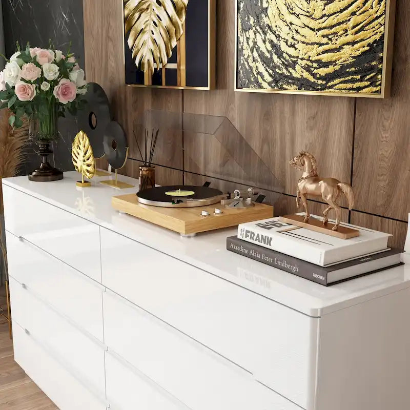 Light Dual Chest 8-Drawer Double Dresser with High Gloss Finish 5