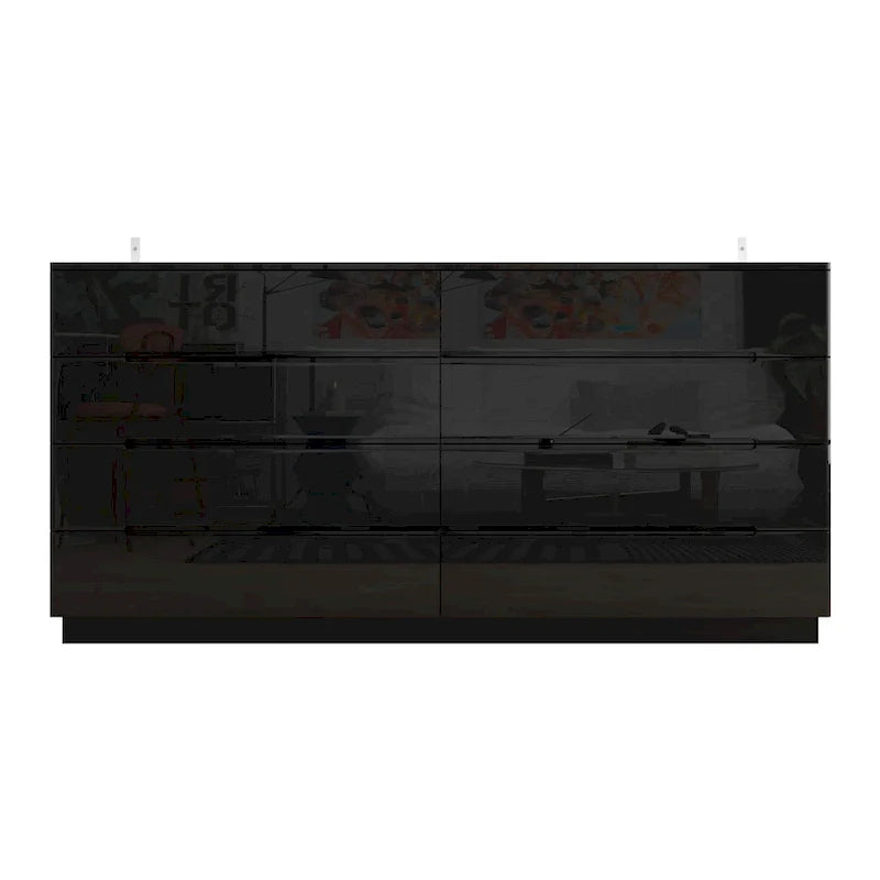 Light Dual Chest 8-Drawer Double Dresser with High Gloss Finish 12