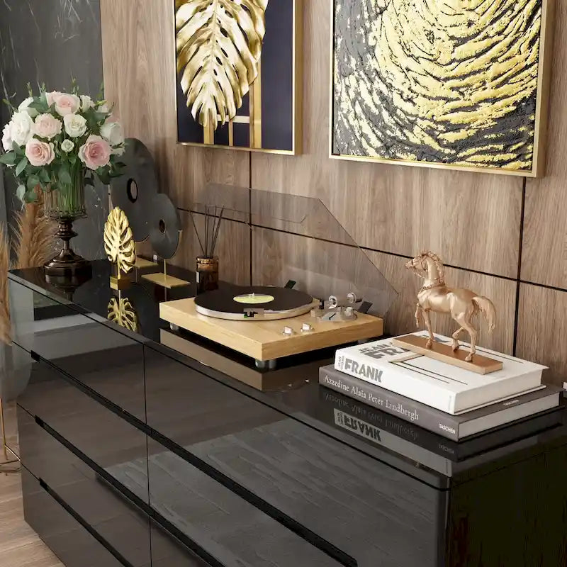 Light Dual Chest 8-Drawer Double Dresser with High Gloss Finish 13