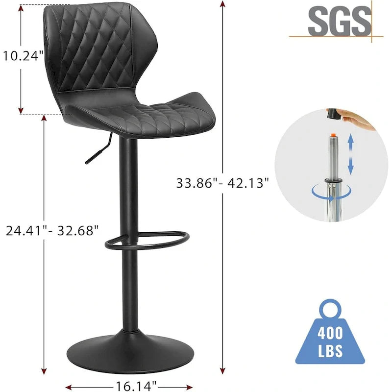Set of 2 Upholstered Swivel Counter Height Bar Stools 3