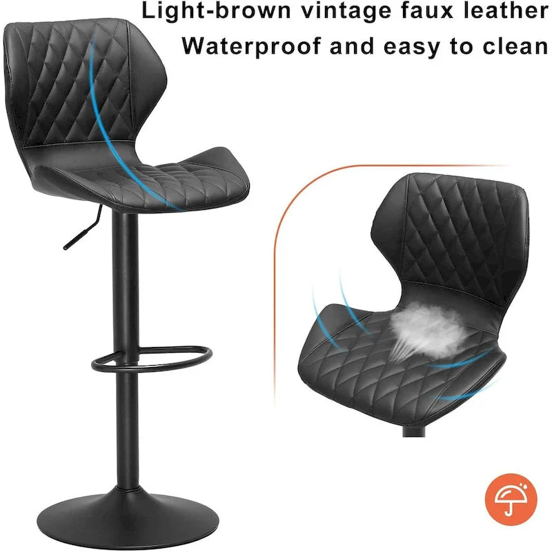 Set of 2 Upholstered Swivel Counter Height Bar Stools 4