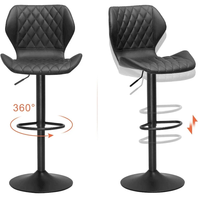 Set of 2 Upholstered Swivel Counter Height Bar Stools 5