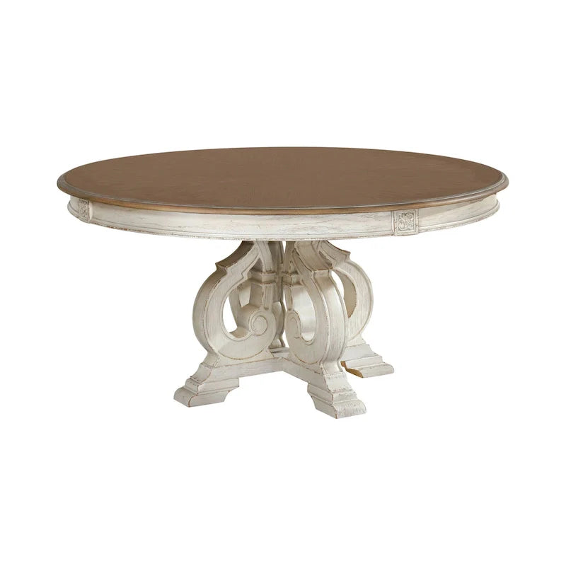 Round Dining Table Set with 6 Upholstered Chairs and Pedestal Base 6
