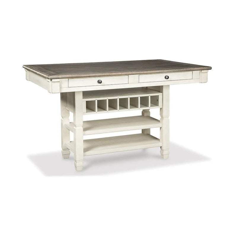 Signature Design by Ashley Bolanburg 7-Piece Counter Height Dining Set in Antique White and Brown 2