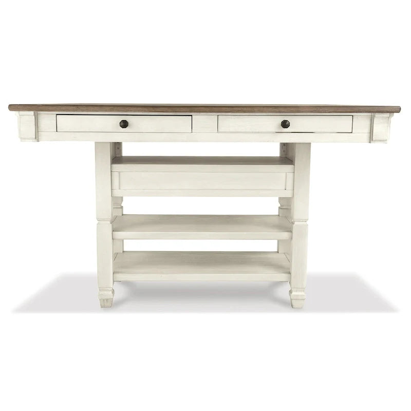 Signature Design by Ashley Bolanburg 7-Piece Counter Height Dining Set in Antique White and Brown 3