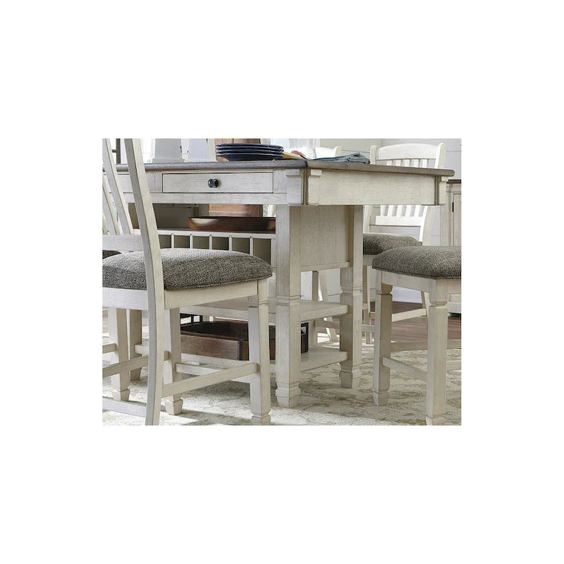 Signature Design by Ashley Bolanburg 7-Piece Counter Height Dining Set in Antique White and Brown 7