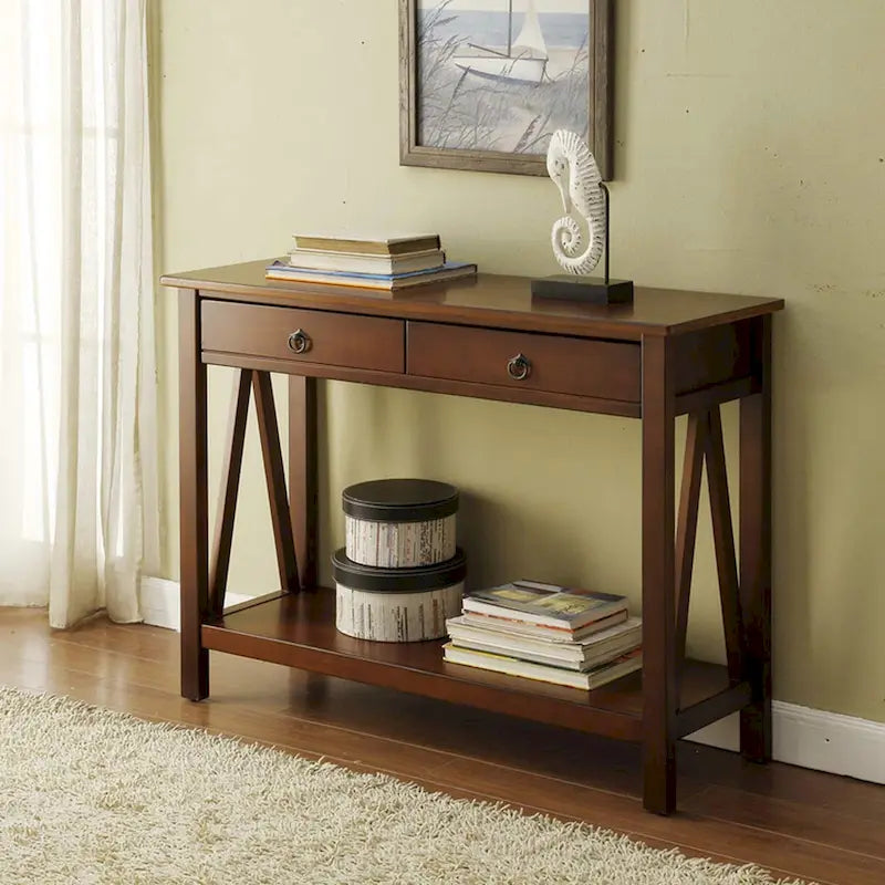 Newborough Antique Tobacco Console Table by Copper Grove 15