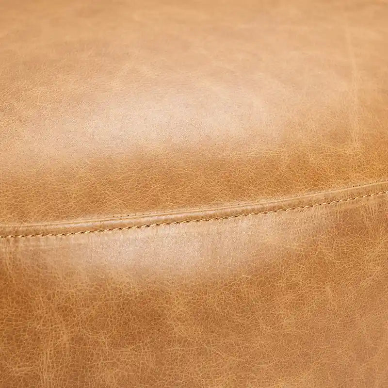 KINWELL Contemporary Genuine Leather Swivel Armchair with Cushion 18