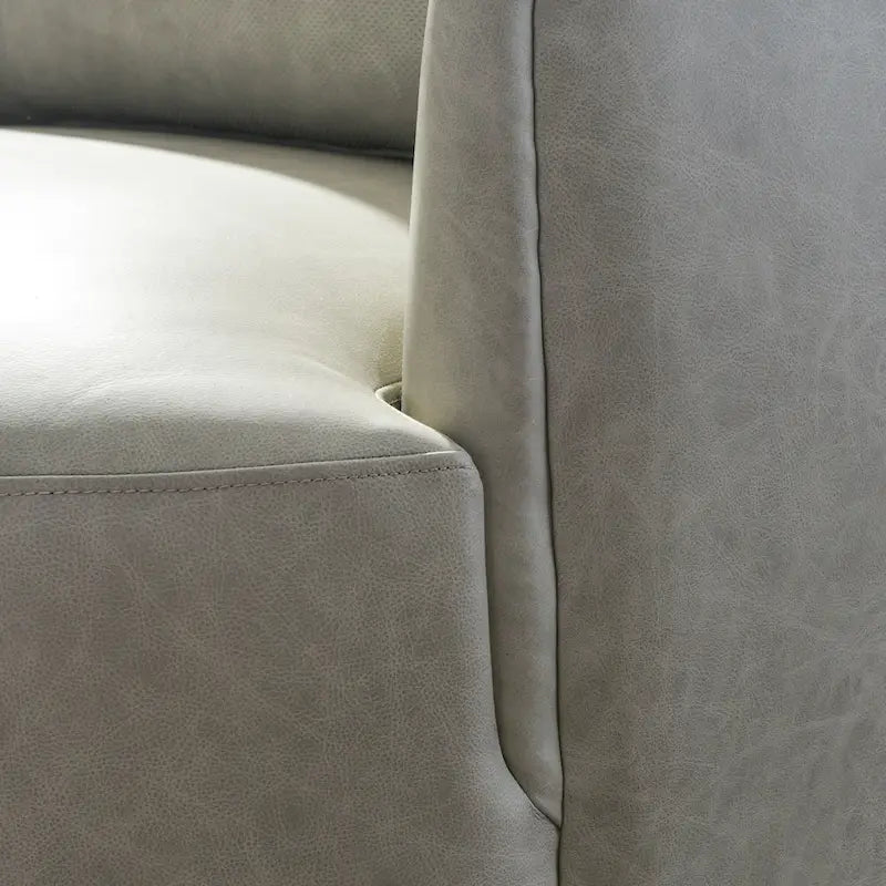 KINWELL Contemporary Genuine Leather Swivel Armchair with Cushion 27