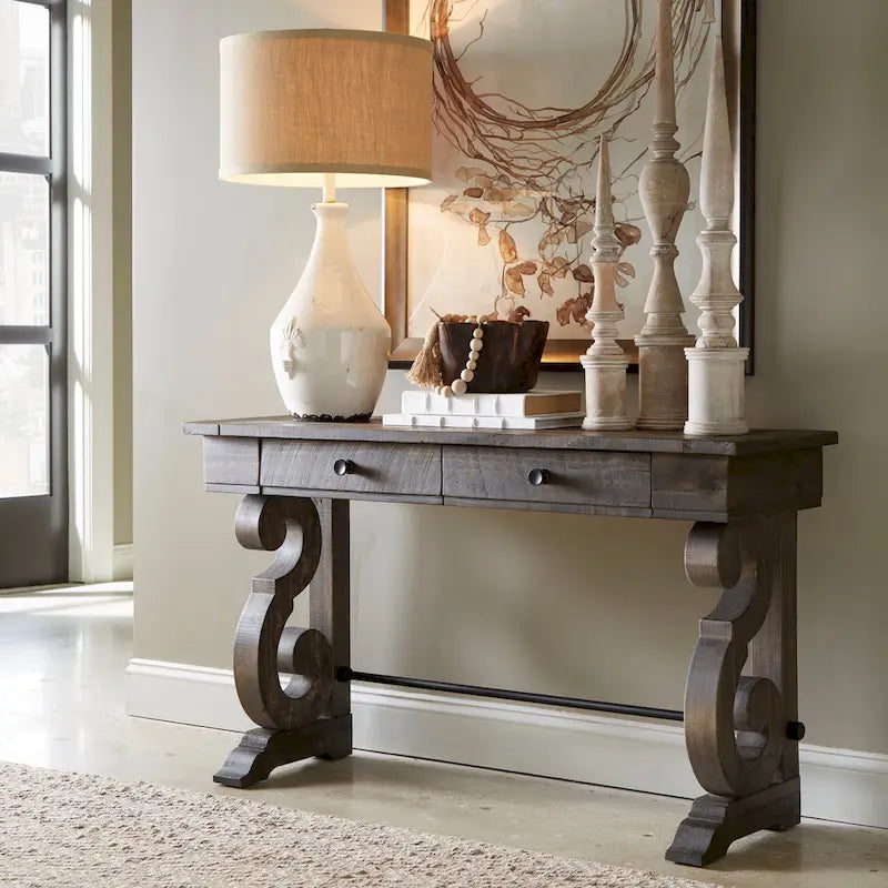 Bellamy Classic Weathered Peppercorn Storage Console Table 1
