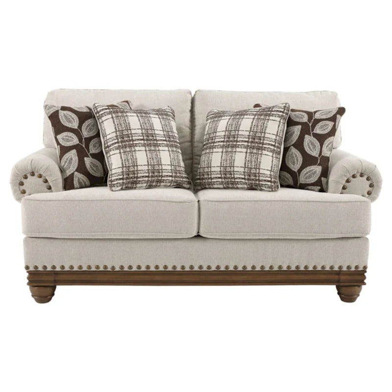 Harleson Classic Wheat Brown Loveseat with Nailhead Accents 1