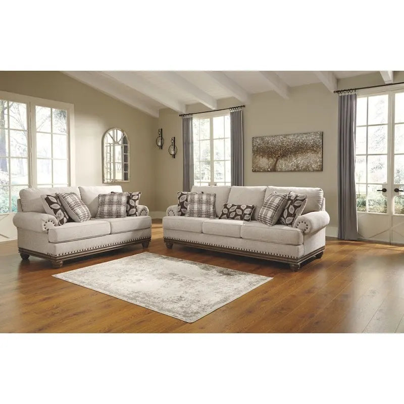 Harleson Classic Wheat Brown Loveseat with Nailhead Accents 3