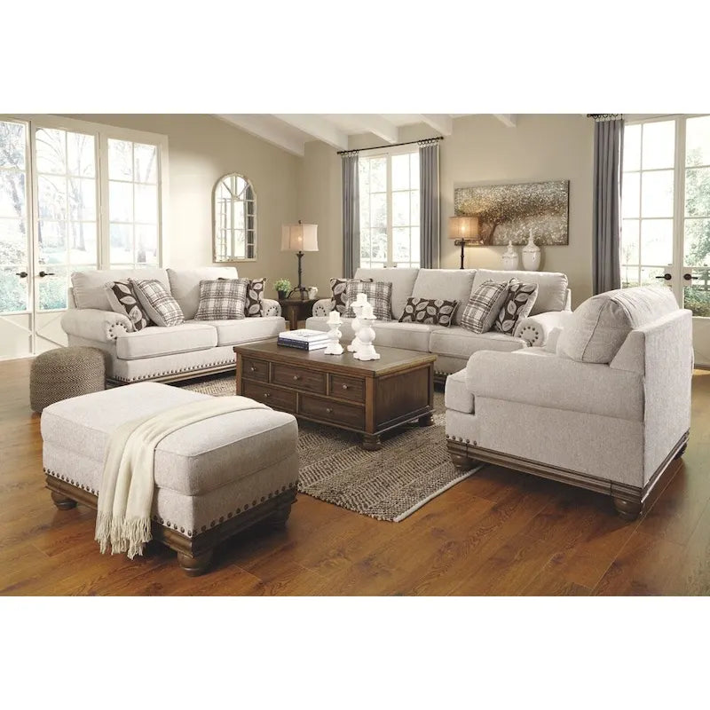 Harleson Classic Wheat Brown Loveseat with Nailhead Accents 5