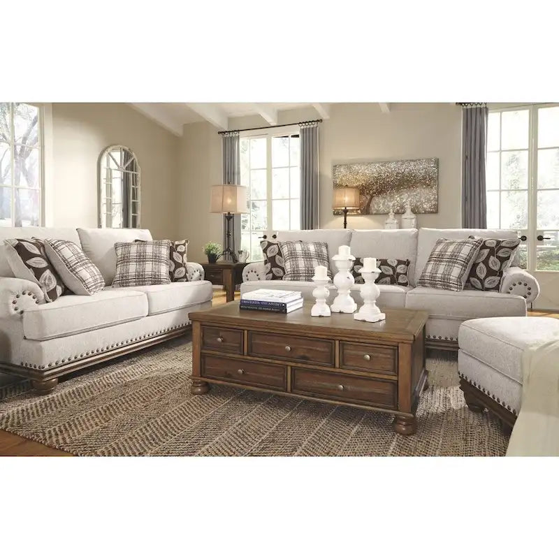 Harleson Classic Wheat Brown Loveseat with Nailhead Accents 6