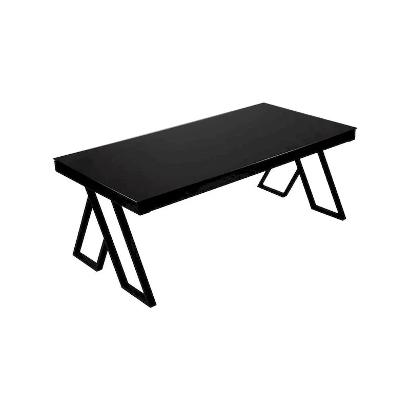 46-Inch Tempered Glass Top Metal Wrought Iron Coffee Table for Living Room 6
