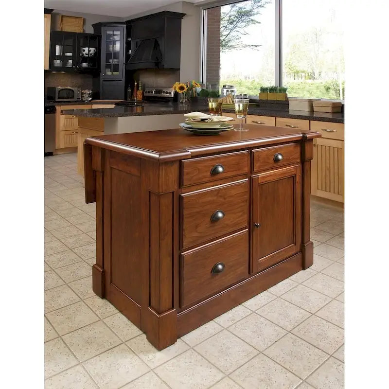 Rustic Cherry Kitchen Island by Homestyles Aspen 1