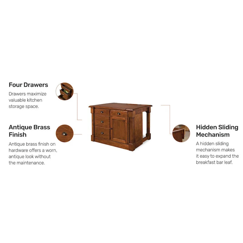 Rustic Cherry Kitchen Island by Homestyles Aspen 4