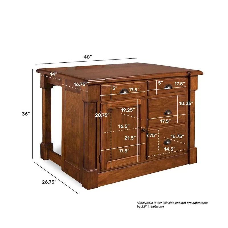 Rustic Cherry Kitchen Island by Homestyles Aspen 6