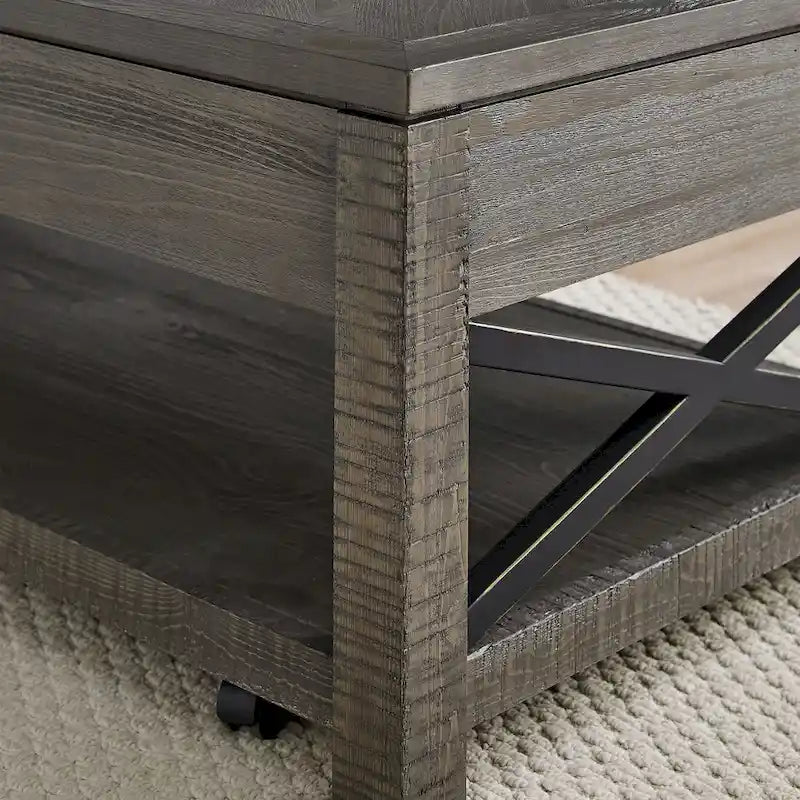 Lift Top Coffee Table with Hidden Storage and Shelf 4