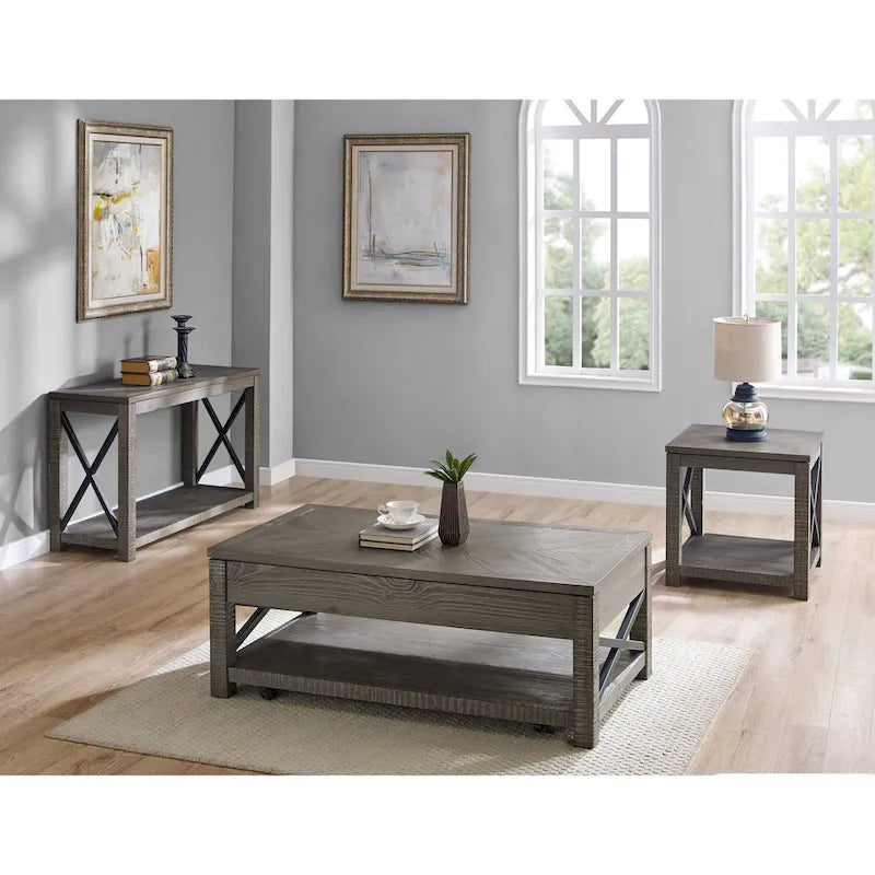 Lift Top Coffee Table with Hidden Storage and Shelf 5