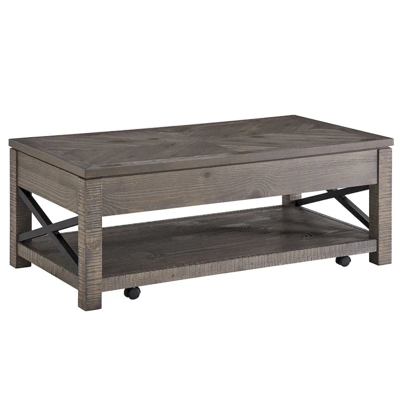 Lift Top Coffee Table with Hidden Storage and Shelf 6