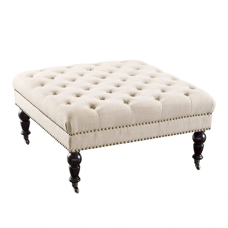Abigal Natural Square Tufted Footstool 2