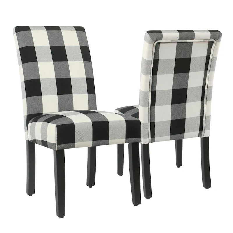 Set of 2 HomePop Black Plaid Parsons Dining Chairs 15