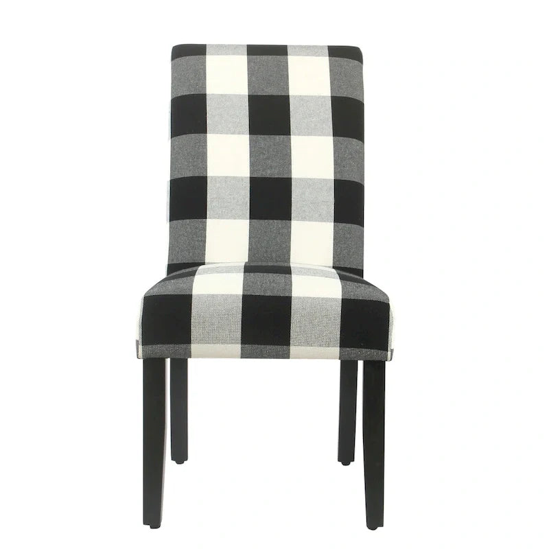 Set of 2 HomePop Black Plaid Parsons Dining Chairs 2