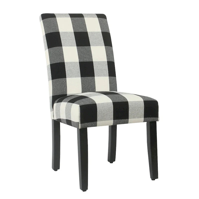 Set of 2 HomePop Black Plaid Parsons Dining Chairs 3
