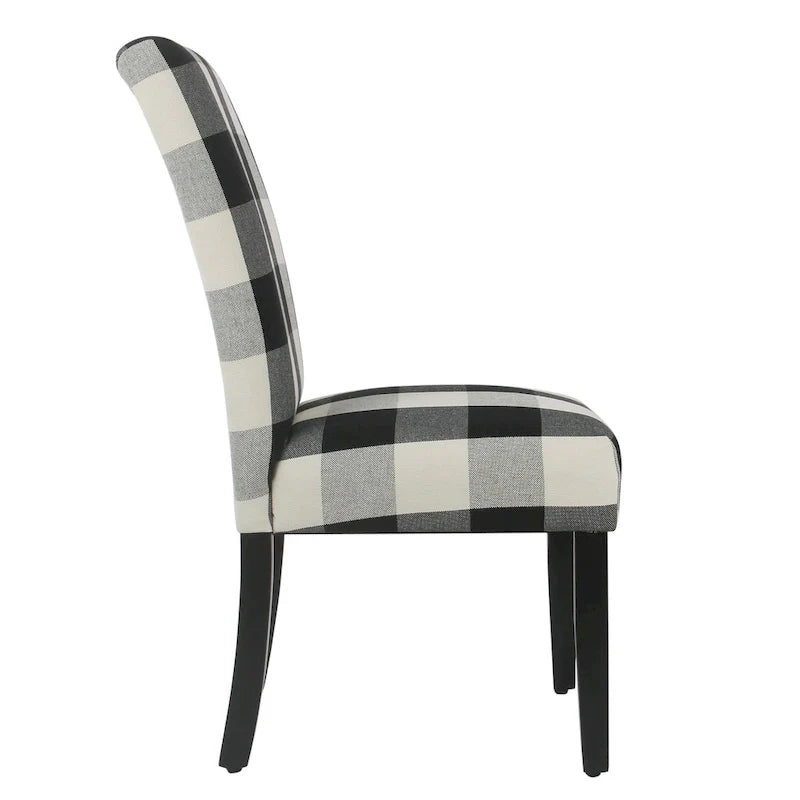 Set of 2 HomePop Black Plaid Parsons Dining Chairs 4