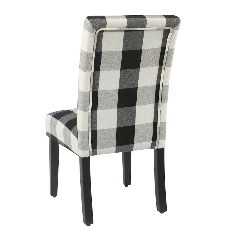 Set of 2 HomePop Black Plaid Parsons Dining Chairs 5