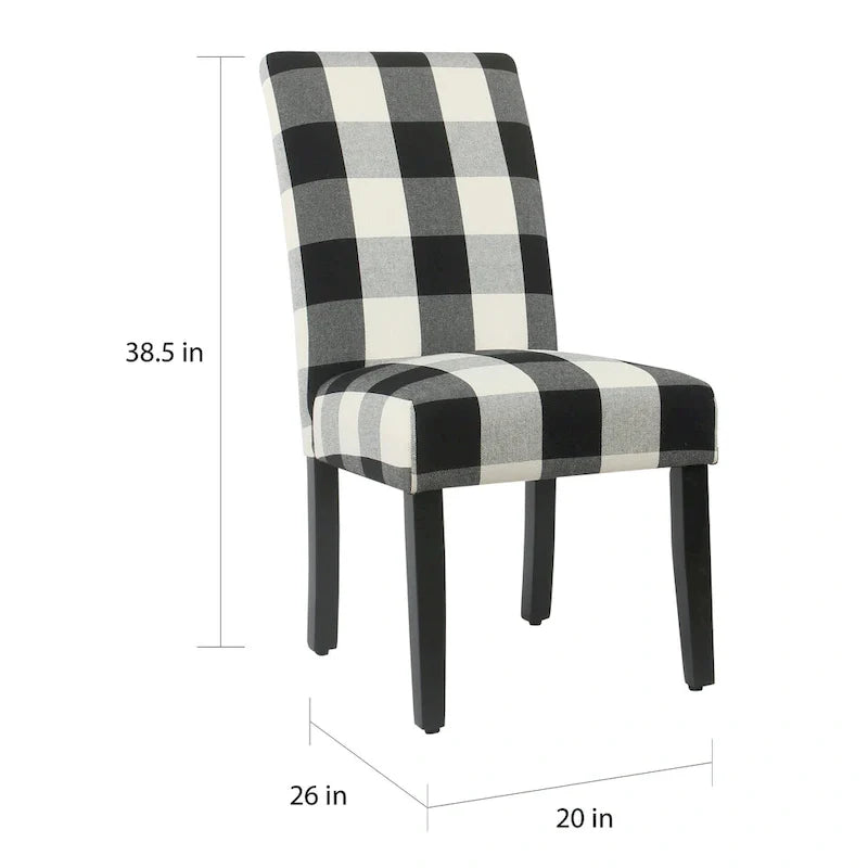 Set of 2 HomePop Black Plaid Parsons Dining Chairs 10