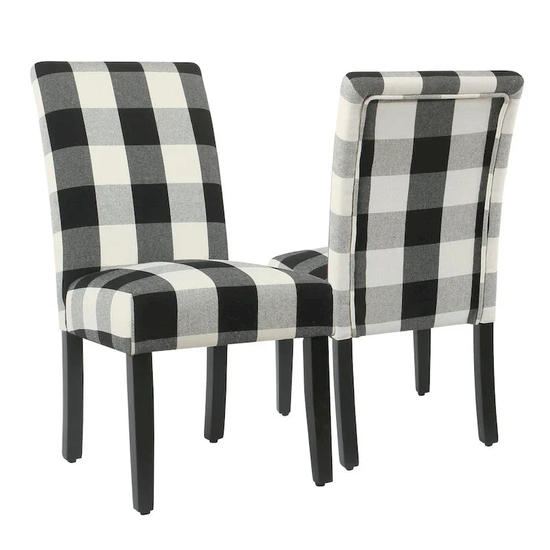 Set of 2 HomePop Black Plaid Parsons Dining Chairs 11