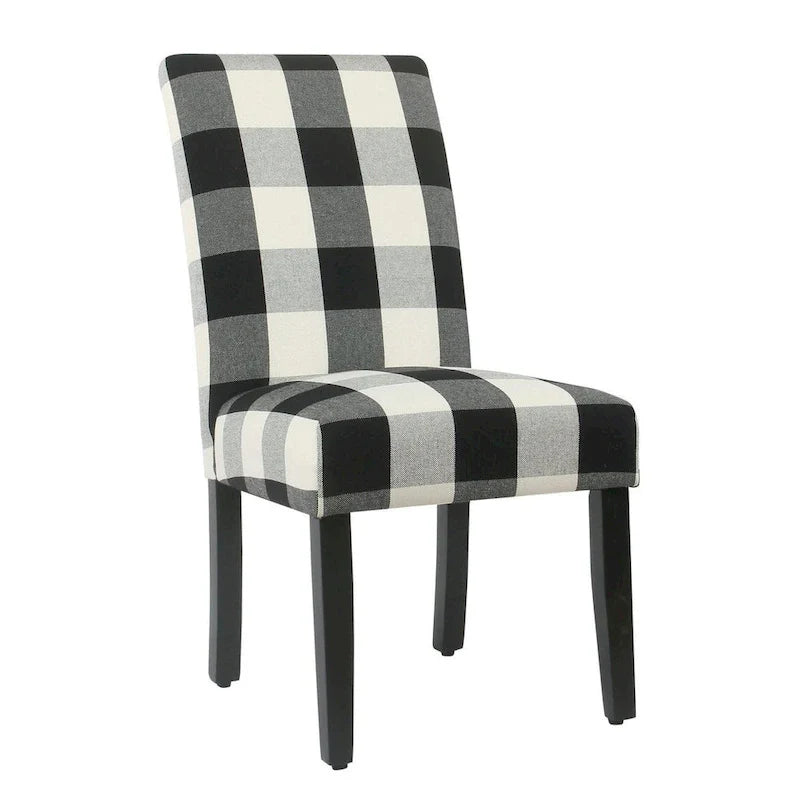Set of 2 HomePop Black Plaid Parsons Dining Chairs 12