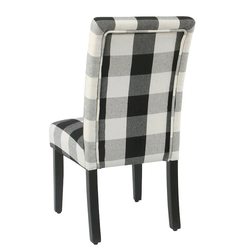 Set of 2 HomePop Black Plaid Parsons Dining Chairs 13