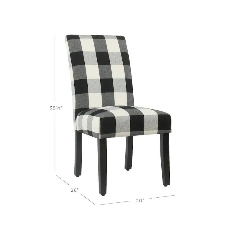 Set of 2 HomePop Black Plaid Parsons Dining Chairs 14