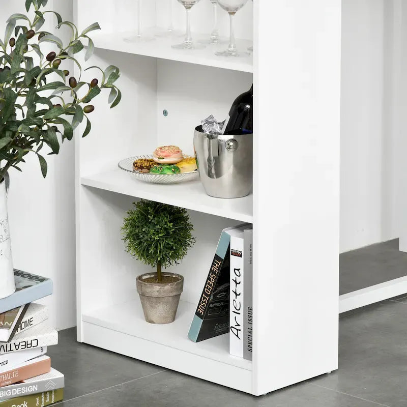 HOMCOM White Bar Table with 3-Tier Storage Shelf, Metal Frame, and Sturdy Thick Top - Ideal for Kitchen and Pub Use 2
